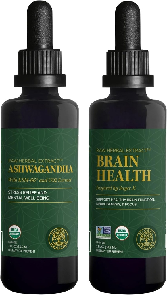 Global Healing Center Ashwagandha & Brain Health Kit - Ashwagandha Complex, Podporuje Mood, Funkce