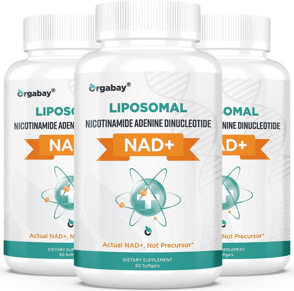 Orgabay Liposomal NAD + Příplatek 500 mg, vysoká absorpce, zvýšení NAD + s TMG 250 mg, skutečný NAD Plus účinnější než nikotinamid Riboside, podpora buněčné energie, zdravé stárnutí 124; 180 Softgels