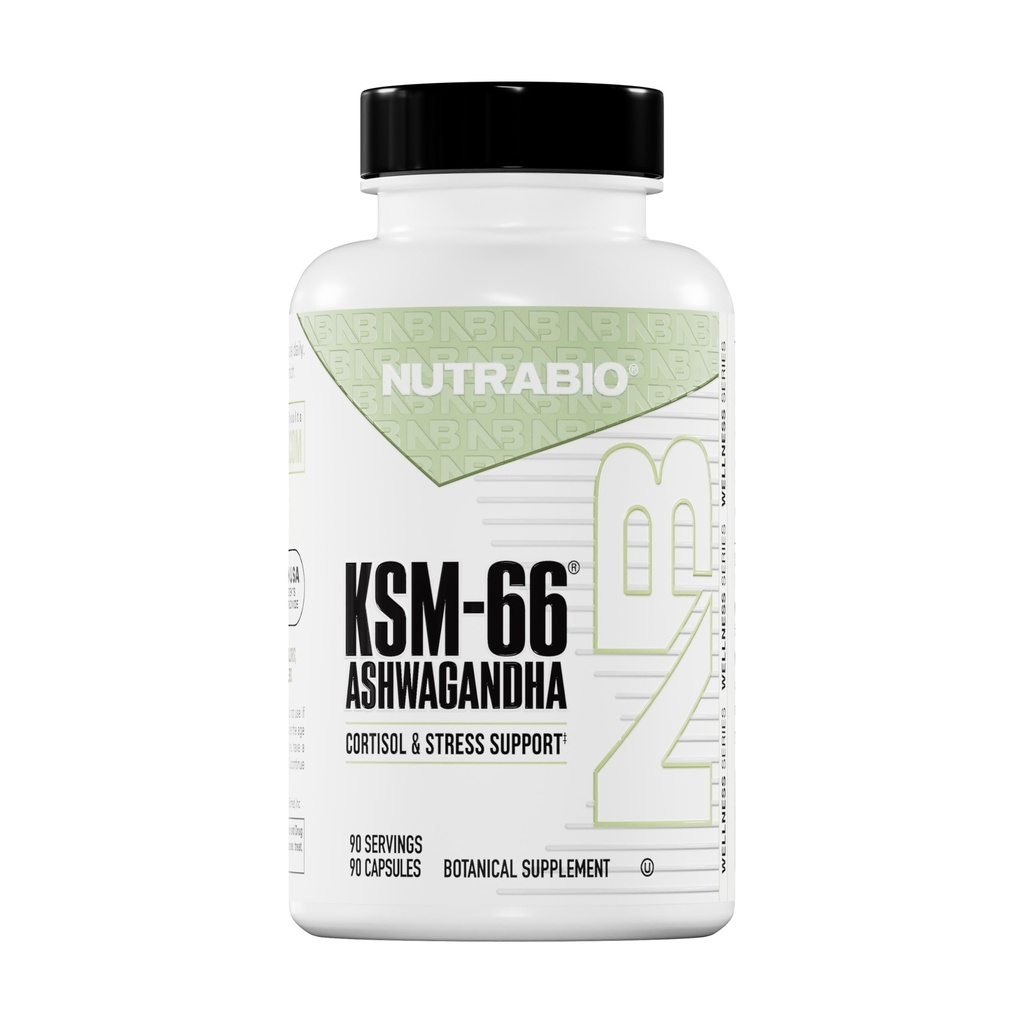 NutraBio Ashwagandha KSM-66 PHARD 124; Ashwaganda Herbal Supplement for Stress, Mood, & Performance PHARD 124; 600 MG of Clinicky Studied KSM66 90 Kapsle