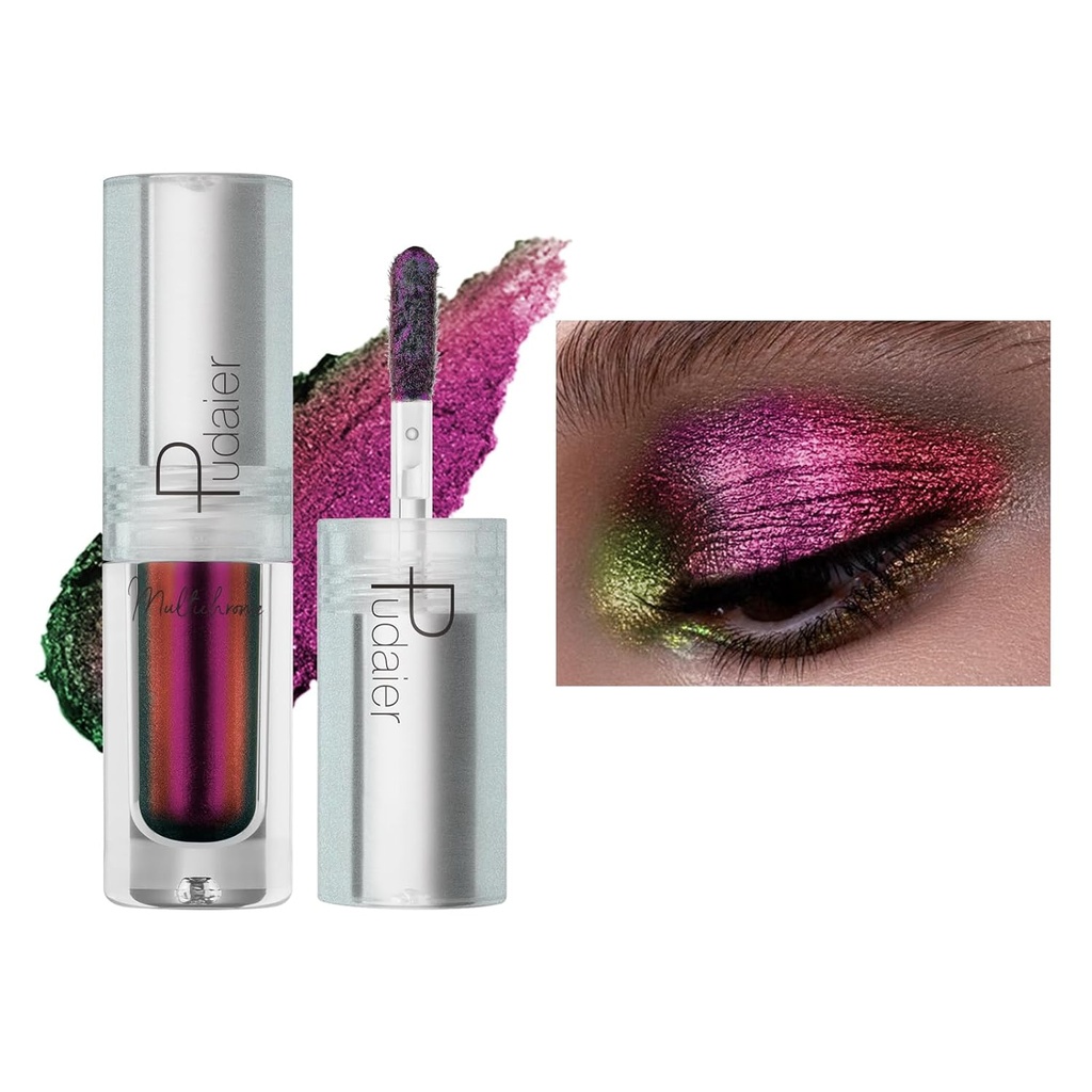 ZUK Glitter tekutý multichromní oční stíny, vícerozměrný metalický oční stín, vysoce pigmentovaný chameleon oční make-up, rychlé sušení očí třpytky, vodotěsné a šmouhy-odolné