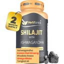 Herbtonics Shilajit pro muže a ženy s Ashwagandha, Korean Red Ginseng, Rhodiola Rosea, Ginkgo Biloba, Tongkat Ali Ibrahi124; Fulvic Acid & Trace Minerály pro Stamina & Imunity 124; 60 Vegan Kapsle