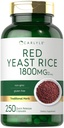 Carlyle červená kvasinková rýže dodatek 124; 1800 mg duplikátu 124; 250 kapslí 124; Non- GMO & gluten zdarma