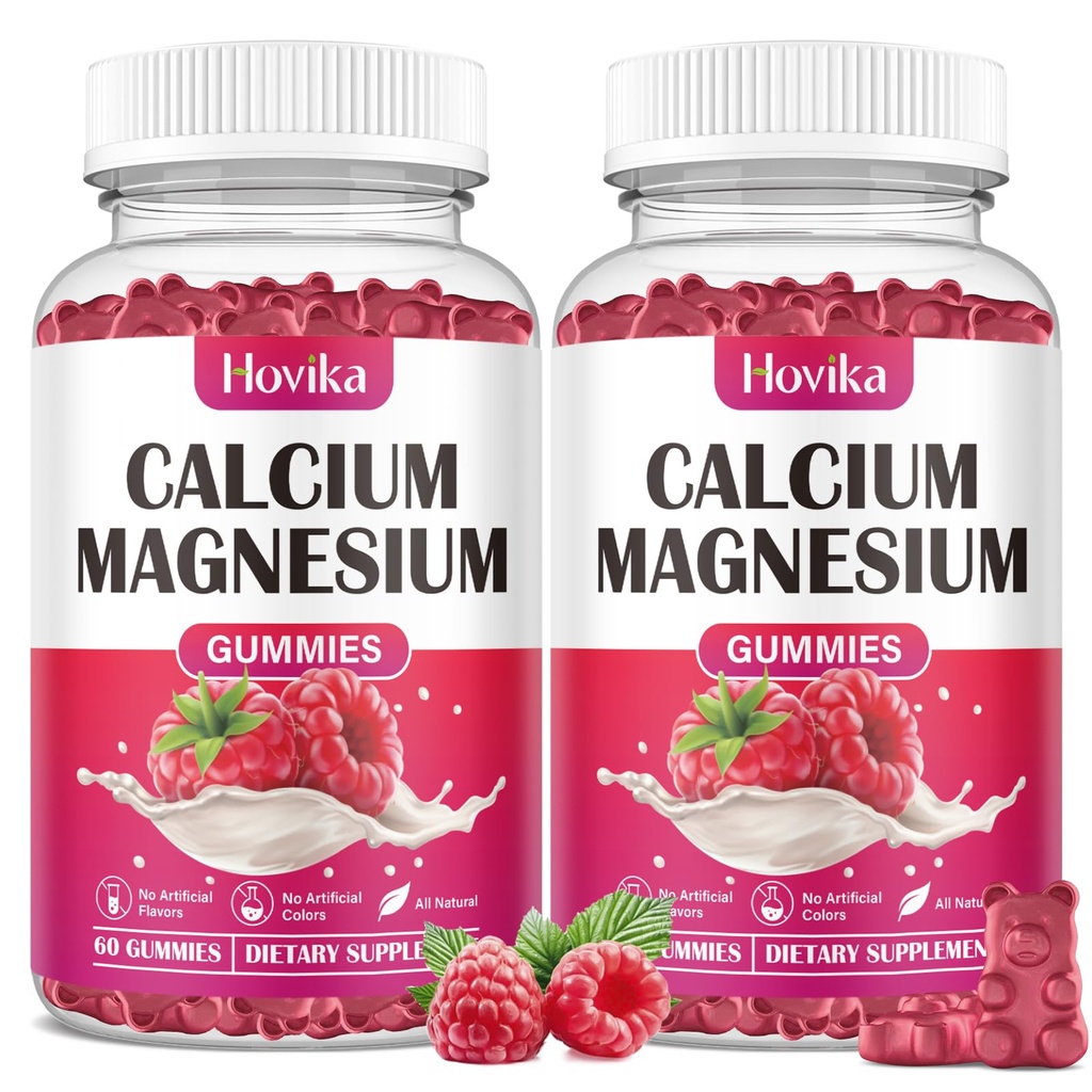 Vápník hořčík zinek Gummies- vápník Magnesium 2: 1 poměr s vitaminem D3, K2, B6, B12 pro sílu kostí, svalové funkce a nervové zdraví, Extra absorpční vzorec, Vegan, Raspberry Flavor 120 Gumy