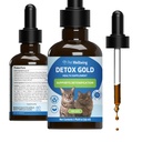 Pet Wellbeing Detox Gold pro kočky - Gentle Detoxification & Elimination Support, Imunitate System Care, Nettle, Požehnaný Thistle, Burdock Root - Veterinarian- Aplikovaný bylinný dodatek 2 oz (59 ml)
