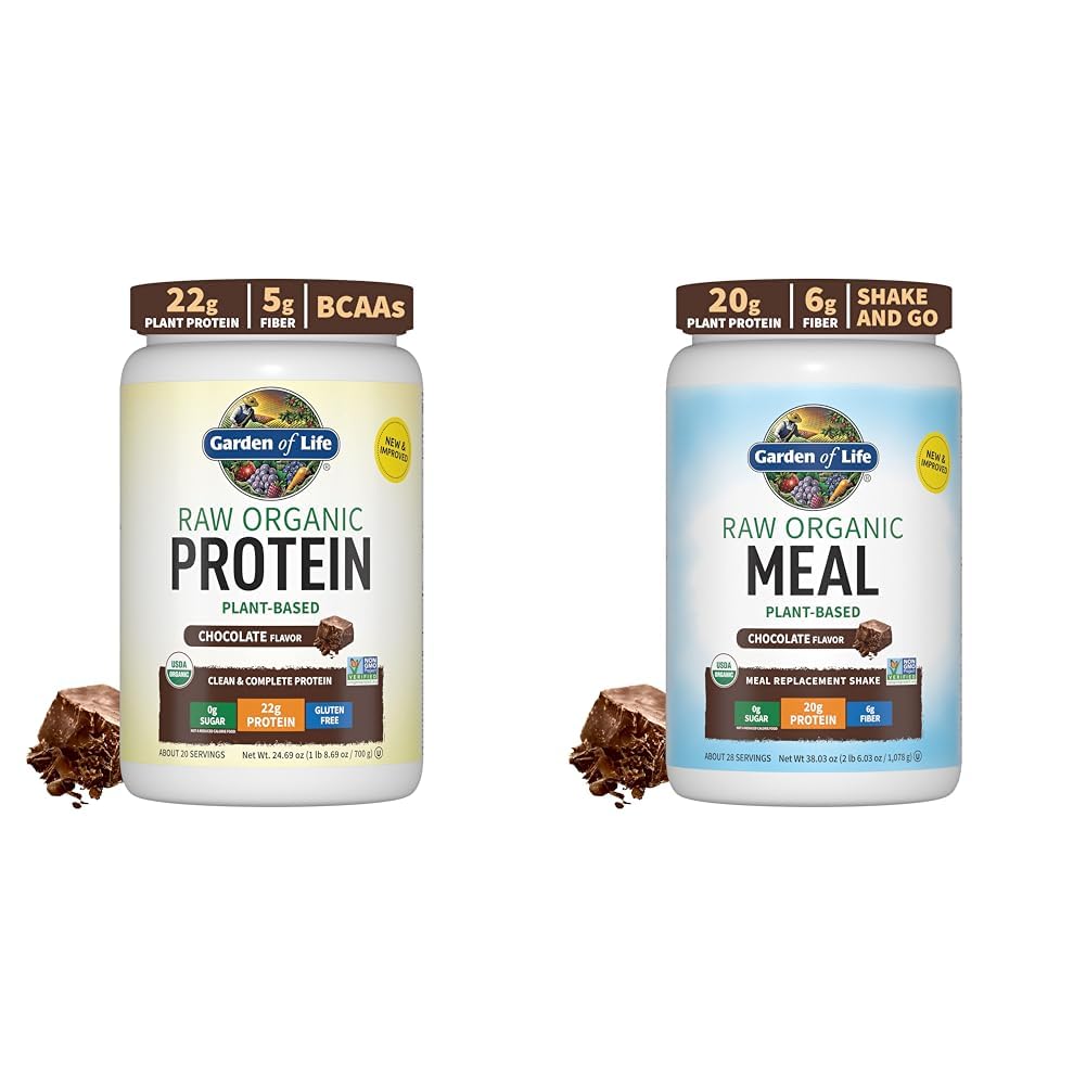 Zahrada života Organic Vegan Protein Chocolate Powder Raw Organic Meal Replacement Shakes - Chocolate Plant Based Vegan Protein Powder