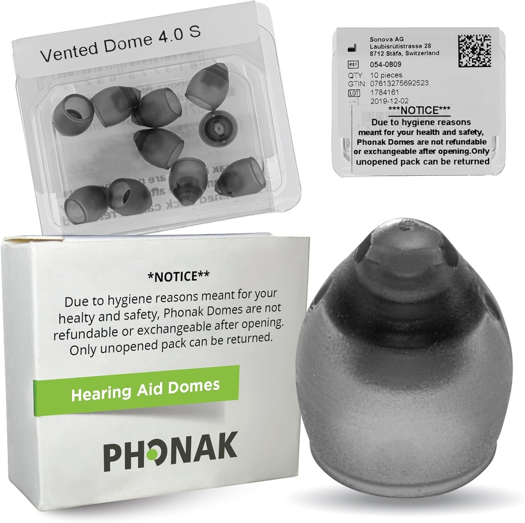 Phonak Vented 4.0 Dome Small (0,29 inch = 7.5mm) 10 Domes, Genuine OEM Švýcarsko Náhrada Sonova, Domy pomoc sluchu pro Phonak Audeo Marvel Paradise Lumity Příslušenství -1 Pack / 10 Domes Celkem