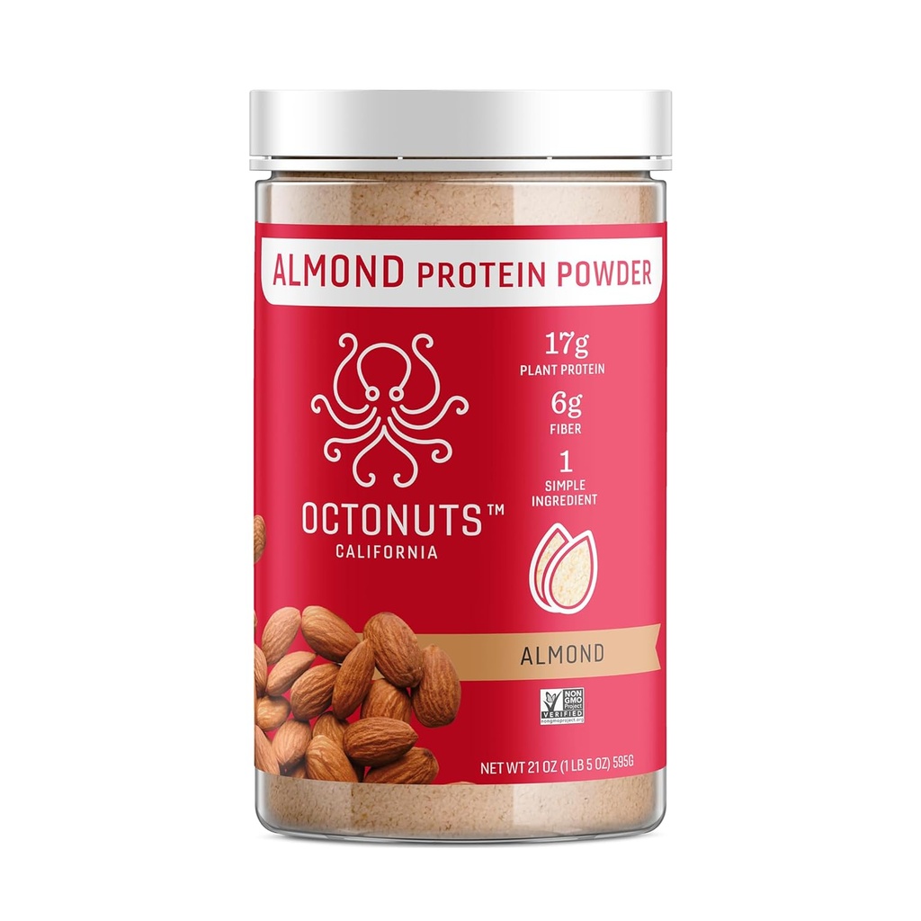 OVOCE Mandlový protein Powder Neochucený 21oz - Jednosložková rostlinná bílkovina Vegan Protein - Clean Low Carb Blend with 17g Protein, 6g Fiber - Keto, Paleo, Gluten Free, Non- Dairy
