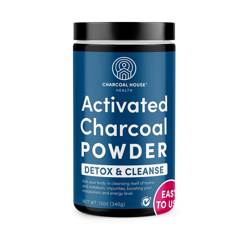 Charcoal House Detox & Cleanse USP Medical Grade Coconut Shell Activated Charcoal Powder for Natural Cleanse & Health - S vysokou adsorptivní & Rychlé hraní kapacity - 12 oz - 1 Qt
