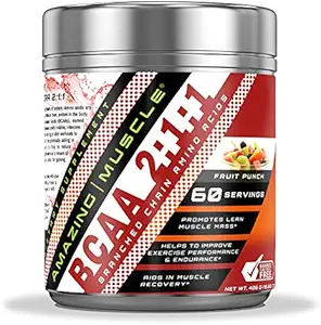 Amazing Muscle BCAA 2: 1: 1 Branched Chain Amino Acids Dodatek 124; 6000 Mg per Serving Rubber 124; Ovocný punč Flavor 124; 60 Služeb