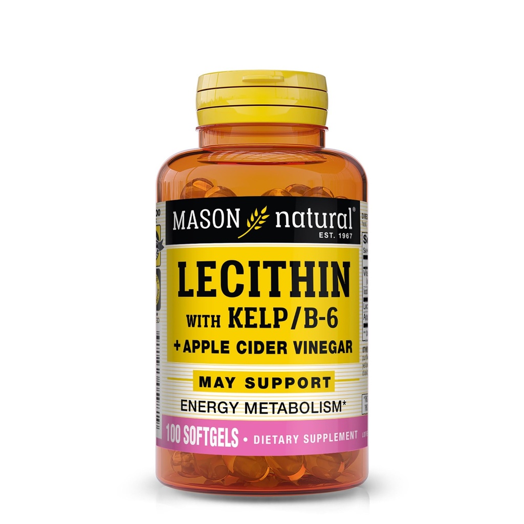 MASON NATURAL Lecithin s Kelpem, vitaminem B6 a jablečným octem, Dual Action Formule, 100 Softgels