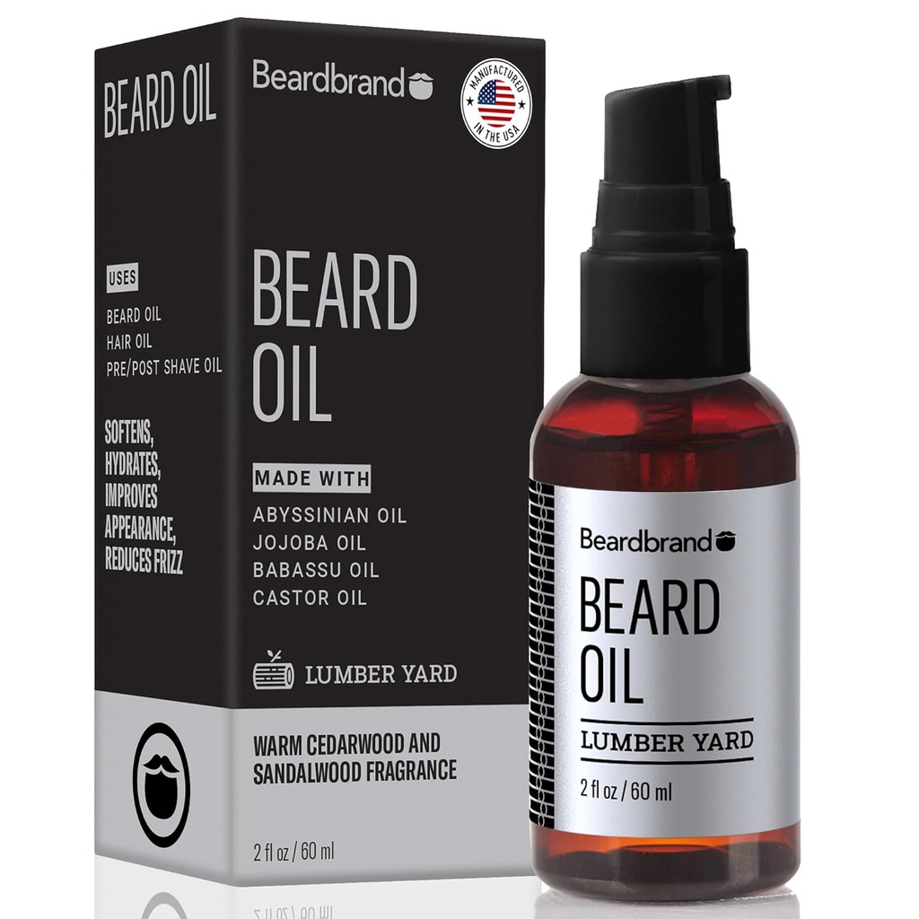 Beardbrand Beard Oil for Men with Jojoba & Vitamin E - Softens Stubble, Conditions Skin & Promotes Beard Growth French 124; Sandalwood & Cedar Oil Scent French 124; 2 fl oz