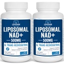 Lipozomální NAD + 500 mg + Trans- Resveratrol 300 mg, Superior Absorpce, Pravý doplněk NAD Efektivní než NMN, Nicotinamid Riboside pro buněčný metabolismus a opravu DNA, zdravé stárnutí, 120 Softgels