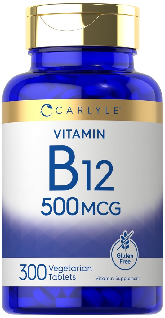 Carlyle Vitamin B-12 500mcg IR 124; 300 Tablet IR 124; Vegetarian, Non-GMO, gluten zdarma dodatek
