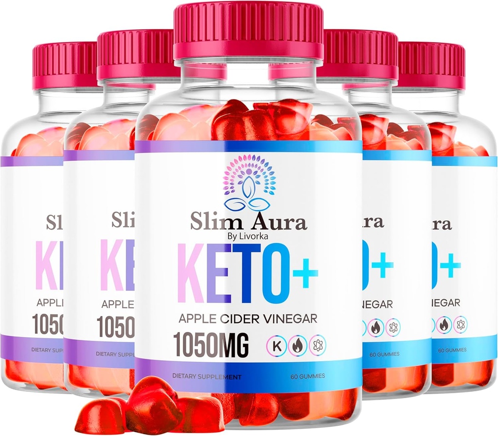 (5 Pack) Slim Aura Keto ACV Gummies - Oficiální Slim Aura Keto Plus Apple Cider ocet 1050MG Advanced Formule Gummys, All Natural Premium Formule, Slimaura Gomitas Recenze, 300 Gummies pro 5 měsíců
