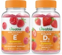 Živý vitamin E + vitamin D 10000 IU, Gummies Bundle - Velký přípitek, doplněk vitamínu, gluten zdarma, GMO zdarma, Žvýkací žlab