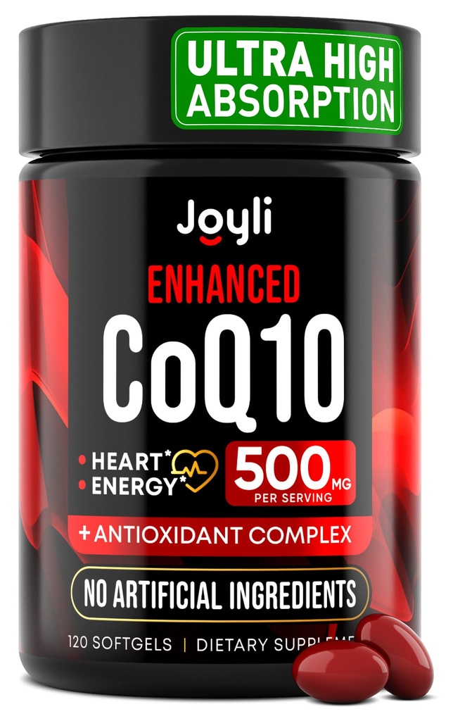 Vysoká absorpce CoQ10 500MG - Co Q 10 Dodatek 120 Softgely pro srdeční zdraví a výrobu energie - Vylepšené CoQ10 Nutriční doplňky s Coenzym Q10 - Alternativa k coq10 400mg softgels