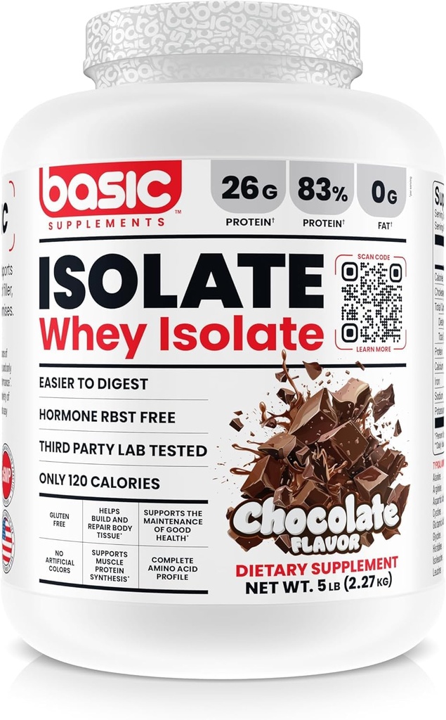 Základní syrovátka izolát, 26g protein, 0g tuk, gluten- Free, RBST- Free, Rapid Absorpce, 120 kalorií (5 liber, čokoláda)