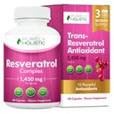 Čistě holistický resveratrol 1450mg, 90 Služeb, Trans- Resveratrol Antioxidant dodatek s vitaminem C a polyfenolový komplex, 180 Veganské kapsle