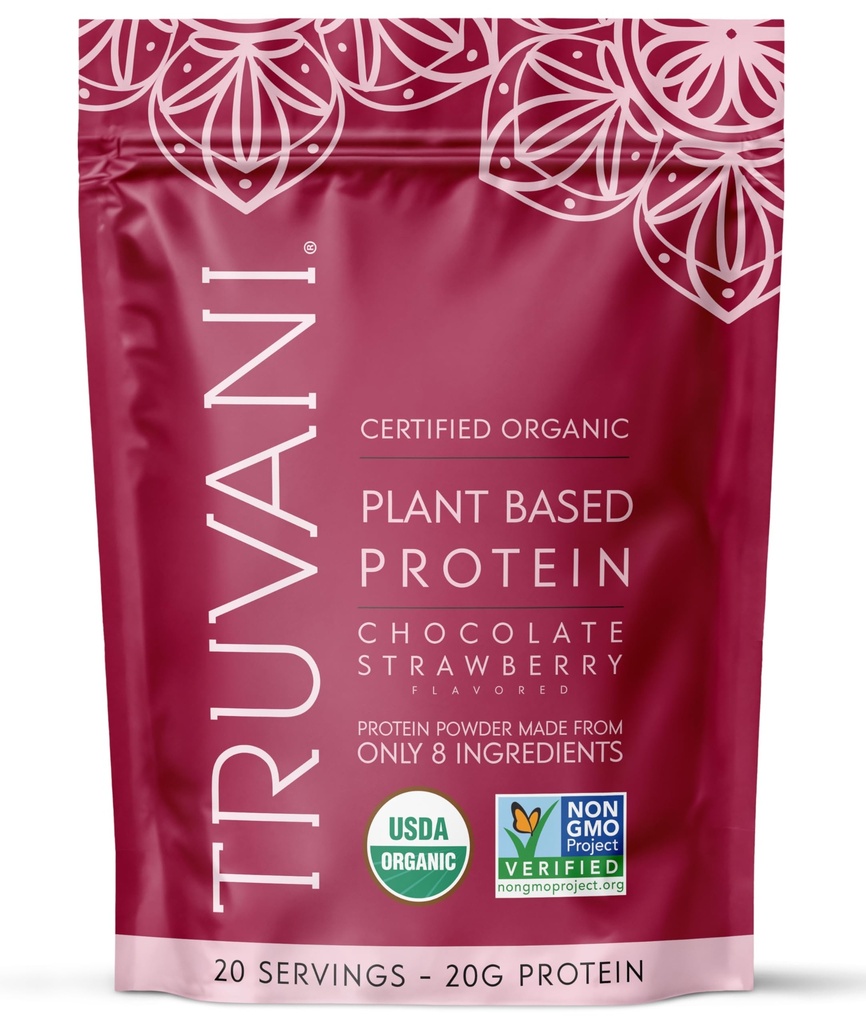 Truvani Vegan Pea Protein Powder 124; Čokoláda Jahodová 124; 20g Organic Plant Based Protein 124; 20 Servings Of 124; Keto Of 124; Gluten & Dairy Free Of 124; Low Carb Of 124; No Add Sugar