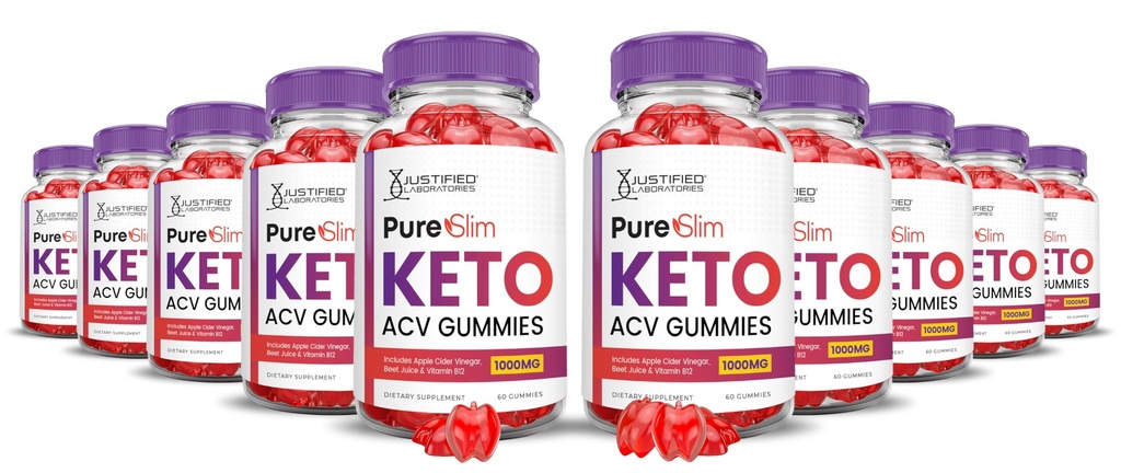 (10 Pack) Pure Slim Keto ACV Gummies Advanced Formule 1000MG PureSlim Keto Gummies Apple Cider Ocet připravený s granátovým máslem Beet Juice Powder B12 Vegan Non GMO 600 Gummys