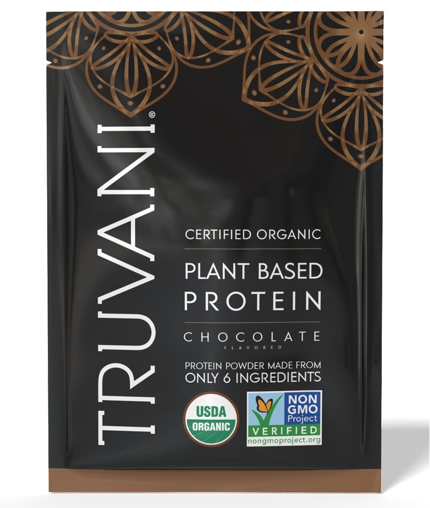 Truvani Vegan Pea Protein Powder 124; Čokoláda 124; 20g Organic Plant Based Protein 124; 1 Serving Official 124; Keto Official 124; Gluten & Dairy Free Official 124; Low Carb Official 124; No Add Sugar