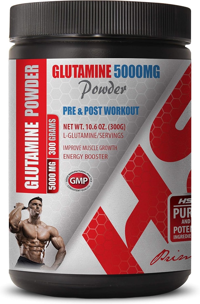 PostWorkout Powder - PRE & Post Workout - GLUTAMINE Powder 5000MG - glutamin Amino Acid - 1 Can 300 Grams