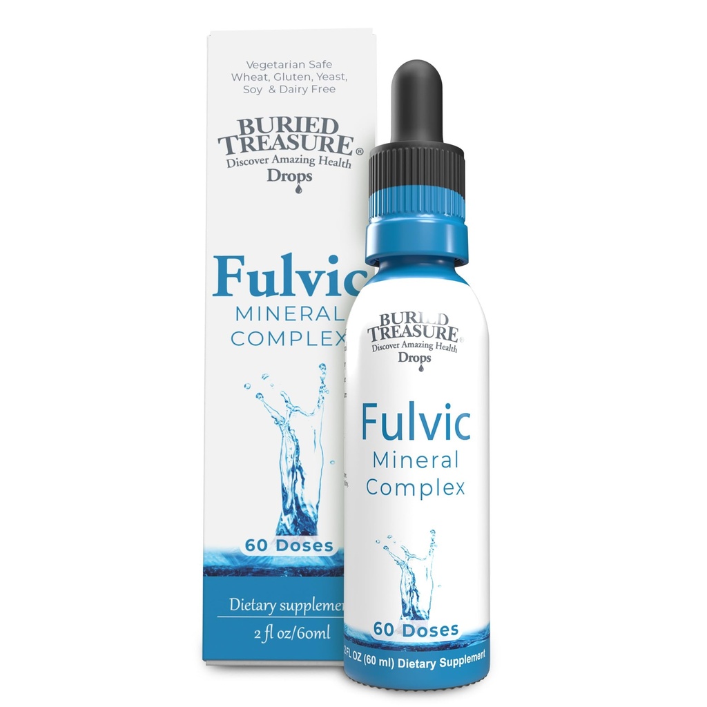 Poklad pohřben Fulvic Mineral Drops - 295mg Stopy Minerály, Ionic Fulvic Accid dodatek pro hydrataci, Energy & Electrolyte Support, Vegan, Non- GMO, 2 fl oz Liquid Drops