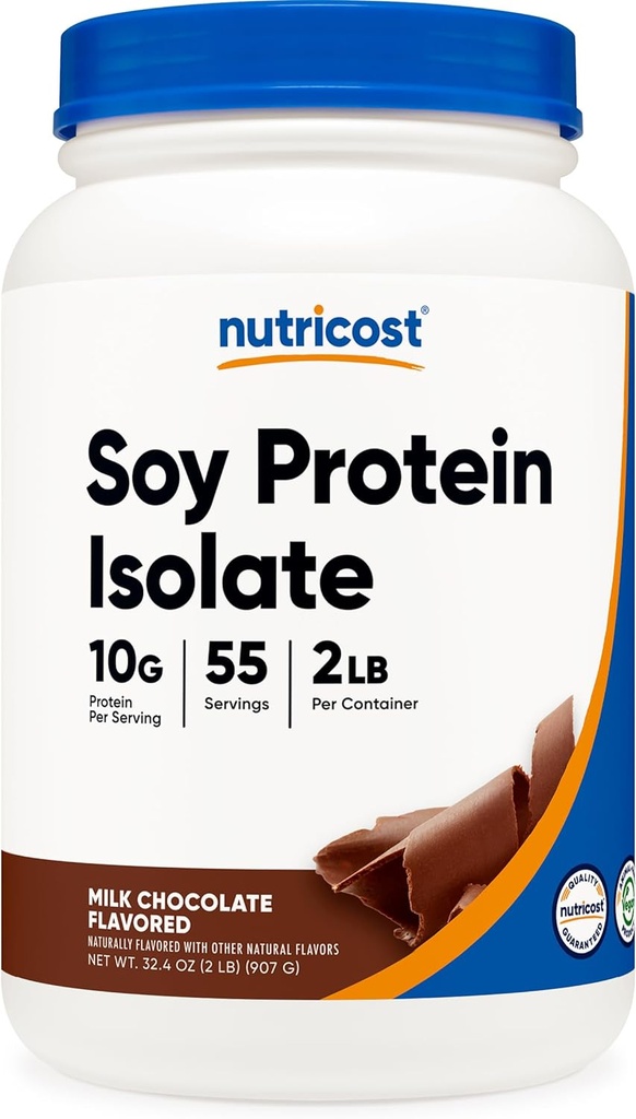 Nutricost Soy Protein Isolate Powder, 2 LB Mléčná čokoláda - 10 gramů proteinu Per Serving, Vegan, GMO- Free & gluten zdarma
