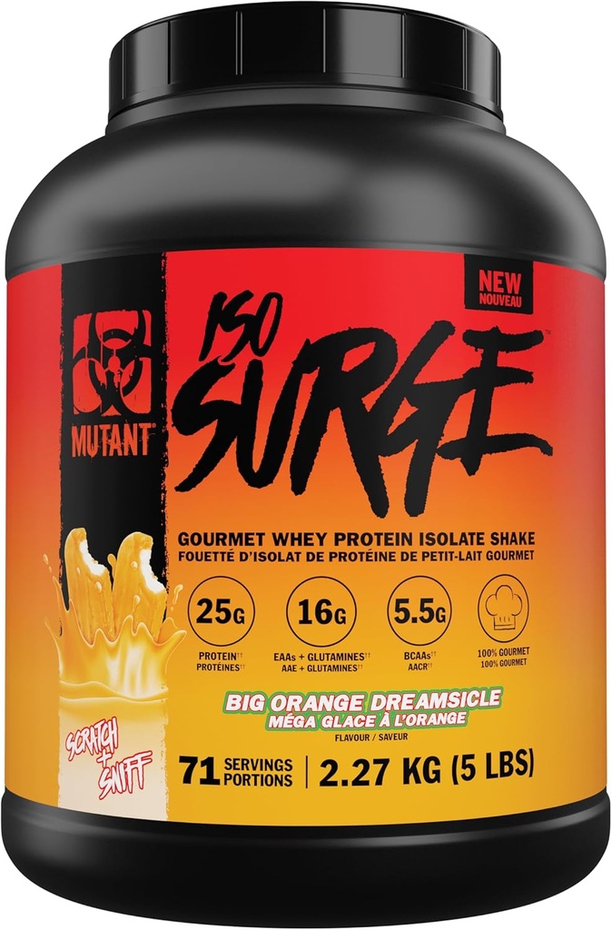 Mutant ISO Surge Syrovátkový protein Isolate Powder Skutky rychle pomoci získat, Build Muscle, Bulk a síla (5 Pound, Big Orange Creamsicle)