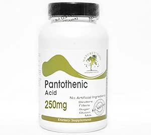 Pantotenová kyselina 250mg ~ 200 Kapsle - Žádné přísady ~ Naturetition doplňky