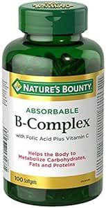 Příroda 's Bounty Absorbovatelné B- komplex s kyselinou listovou plus vitamin C, 100 Softgels