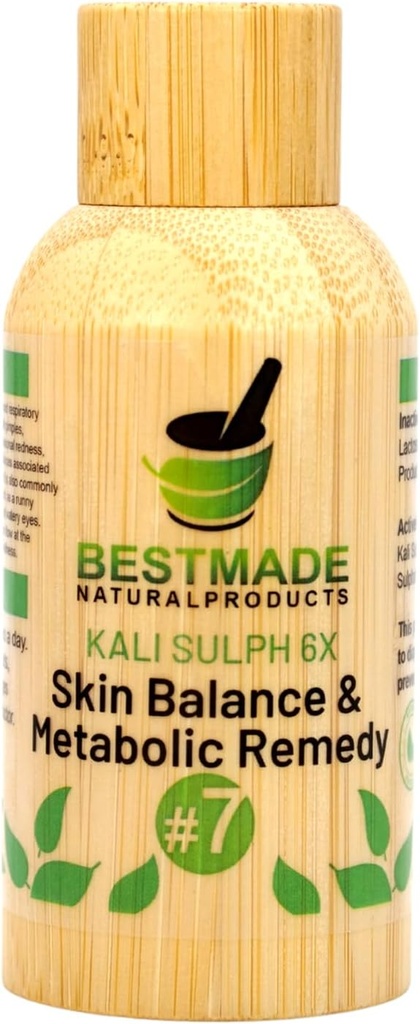 Bestmade Natural Products Kali Sulph 6X - Kožní bilance & Metabolická podpora, Použití pro Pimples, Suchá kůže, Runny Nose, Nýšení a celkové sezónní Wellness, 350 Pelety
