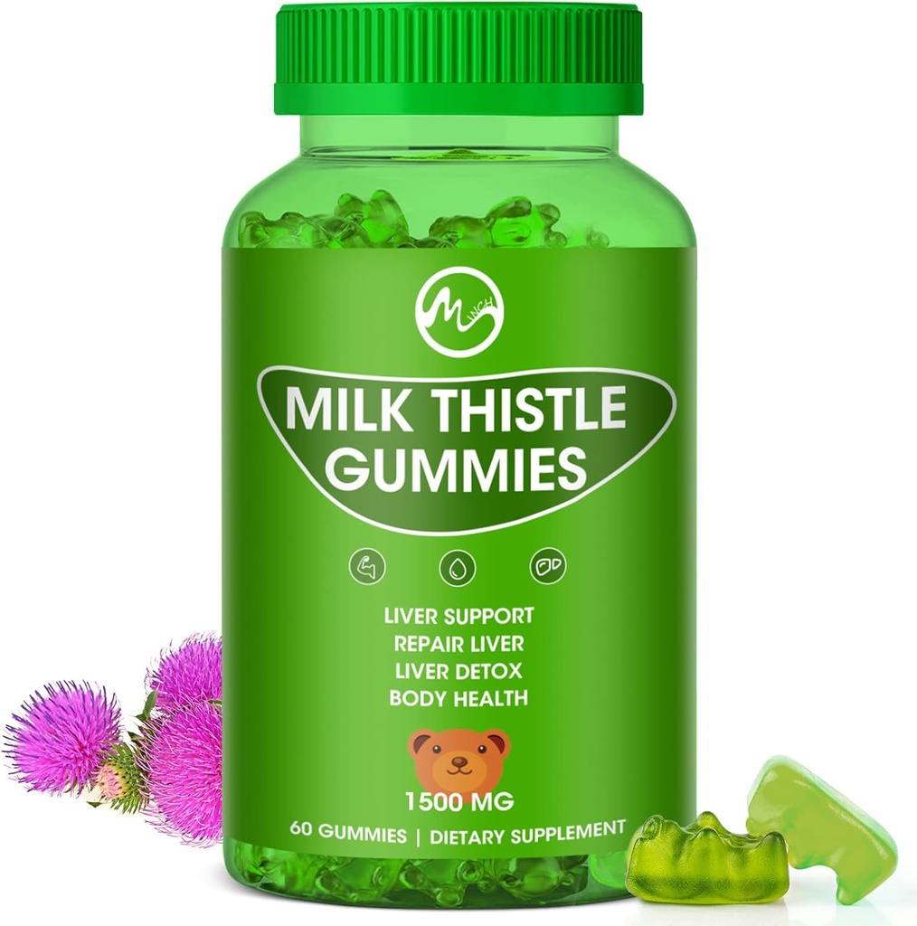 Mléko Thistle Gummies, Jaterní čistící žlab, organické jaterní detox doplňky pro muže a ženy - 60 Žvýkačky (60 Počet (balení po 1))