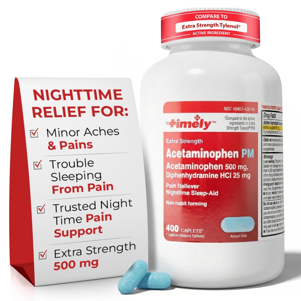 TIME- CAP Labs, INC. Časově Acetaminofen PM - Extra Strength PM - 400 Count - Ve srovnání s Tylenol PM Extra Strength - Pain Relief PM pro Good Night Sleep - Made in USA