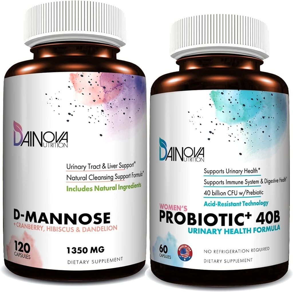 D Mannose Kapsle a Probiotika pro ženy Bundle I Močové Trakt + Vaginální zdravotní podpora I UTI a kvasinková infekce Control I Vegan, Gluten Free I Made in USA