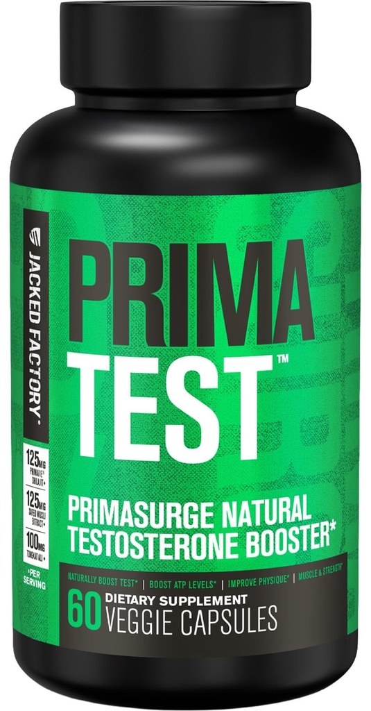 Jacked Factory Testosteron Booster pro muže PRIMASURGE - w / Tongkat Ali, PrimaVie, Ashwagandha - Zvýšení vitality, růst svalů a energie 124; přírodní test Booster dodatek - 60 Veggie pilulky