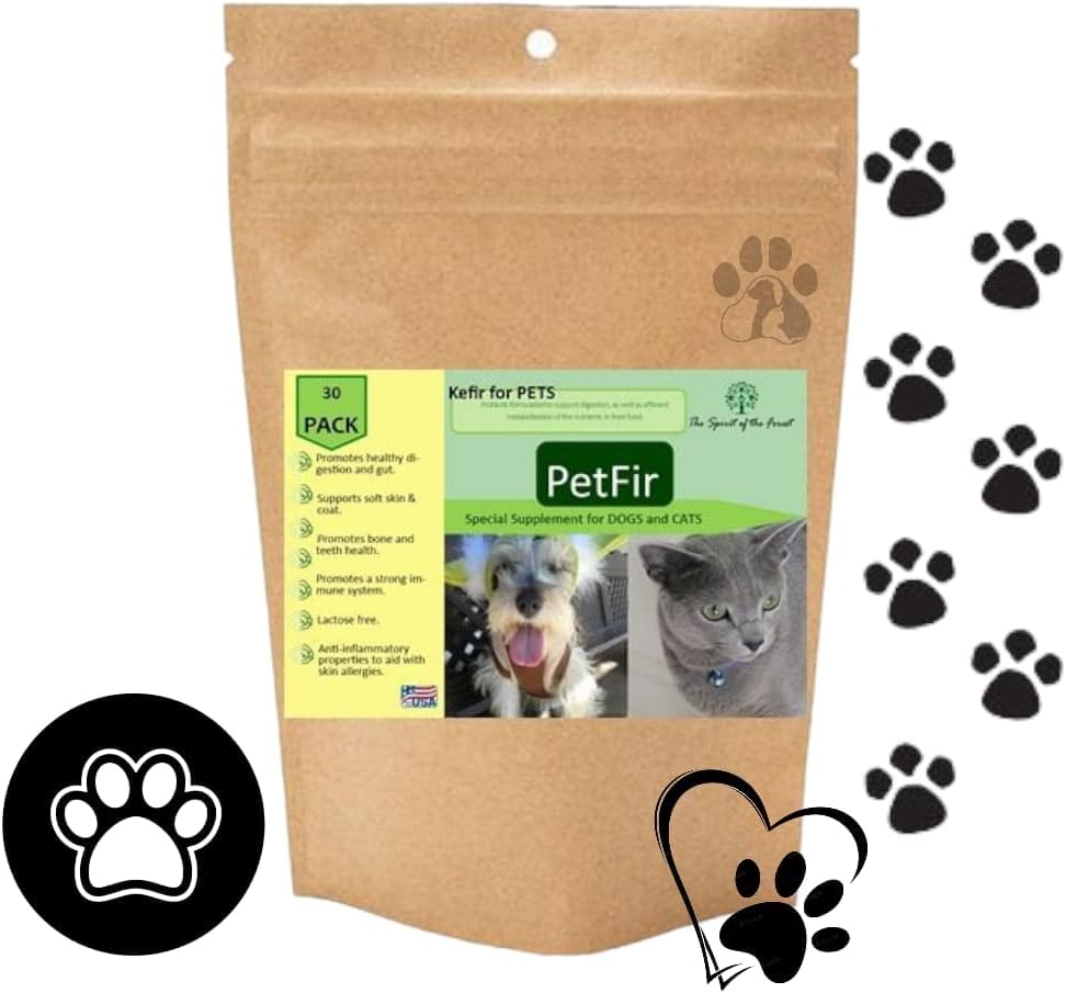Petfir Pack Kefir pro psy a kočky dodatek Domácí zvířata probiotický pes pokročilý probiotický vzorec pro psa (50 gr)
