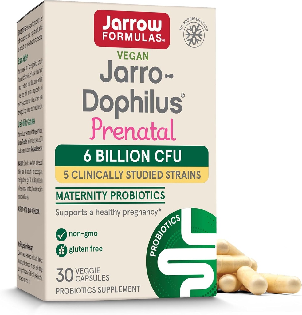 Jarro- Dophilus ® Prenatal Probiotika pro ženy, 6 miliard CFU, podporuje zdravé těhotenství, 30 Veggie Kapsle, 30 denní zásobování