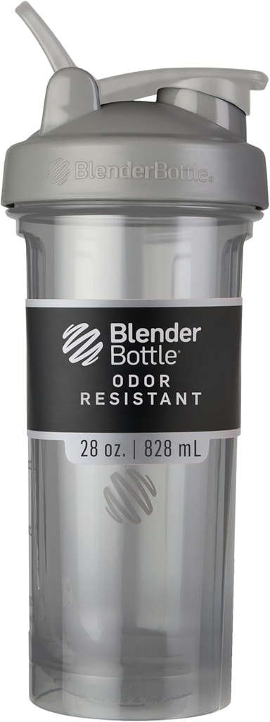 BlenderBottle Shaker Lahvička Pro Series ideální pro proteinové třesy a předcvičení, 28- Ounce, Smoke Grey