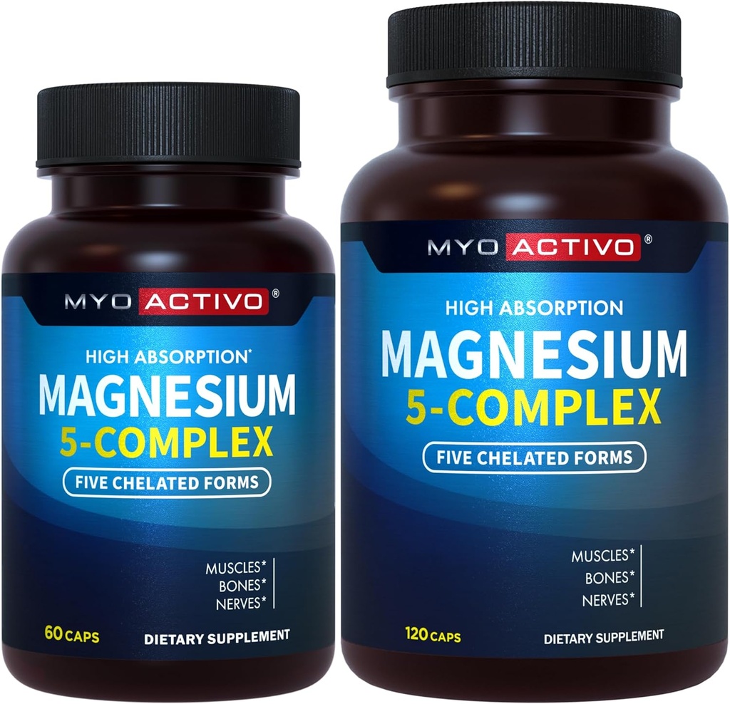 60ct + 120ct - MyoActivo 5- in-1 komplex hořčíku - vysoká absorpce - Chelatovaný hořčík