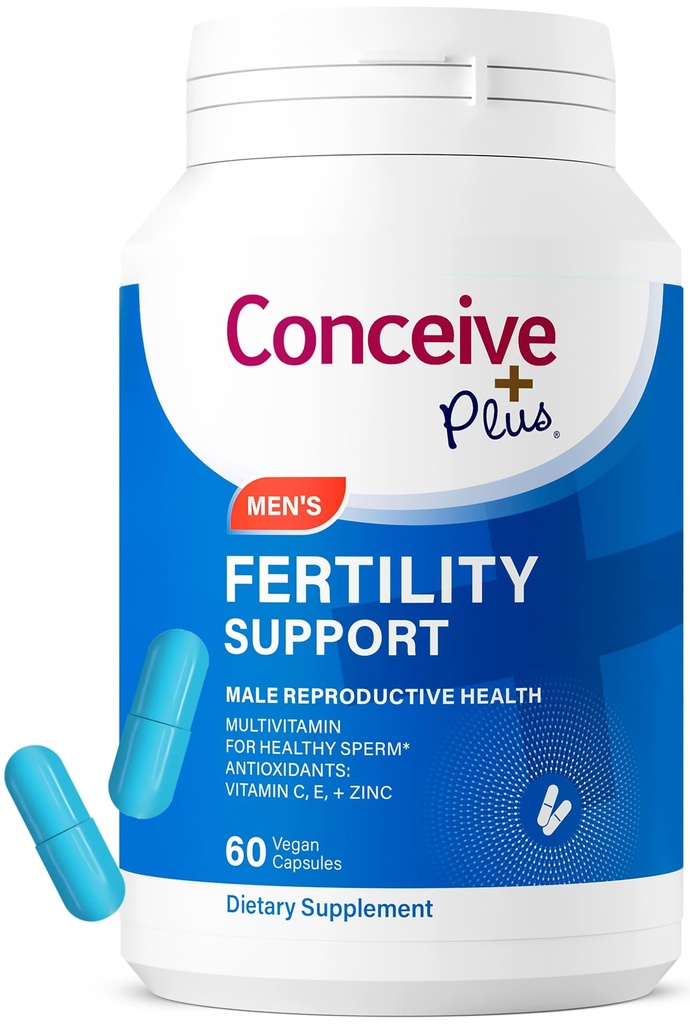 CONCEIVE PLUS Podpora plodnosti pro muže 124; Plodnost doplňky pro muže se zinem, vitamín C, E, Selen CLAN124; Motility Activitator Multivitamin pro Sperm zdraví a početní 124; 60 Caps pro 30 dní