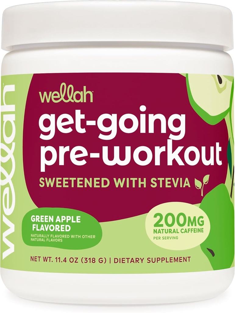 Wellah Get- Going Pre- Workout Drink Mix (Zelené jablko ochucené, 30 Služeb)