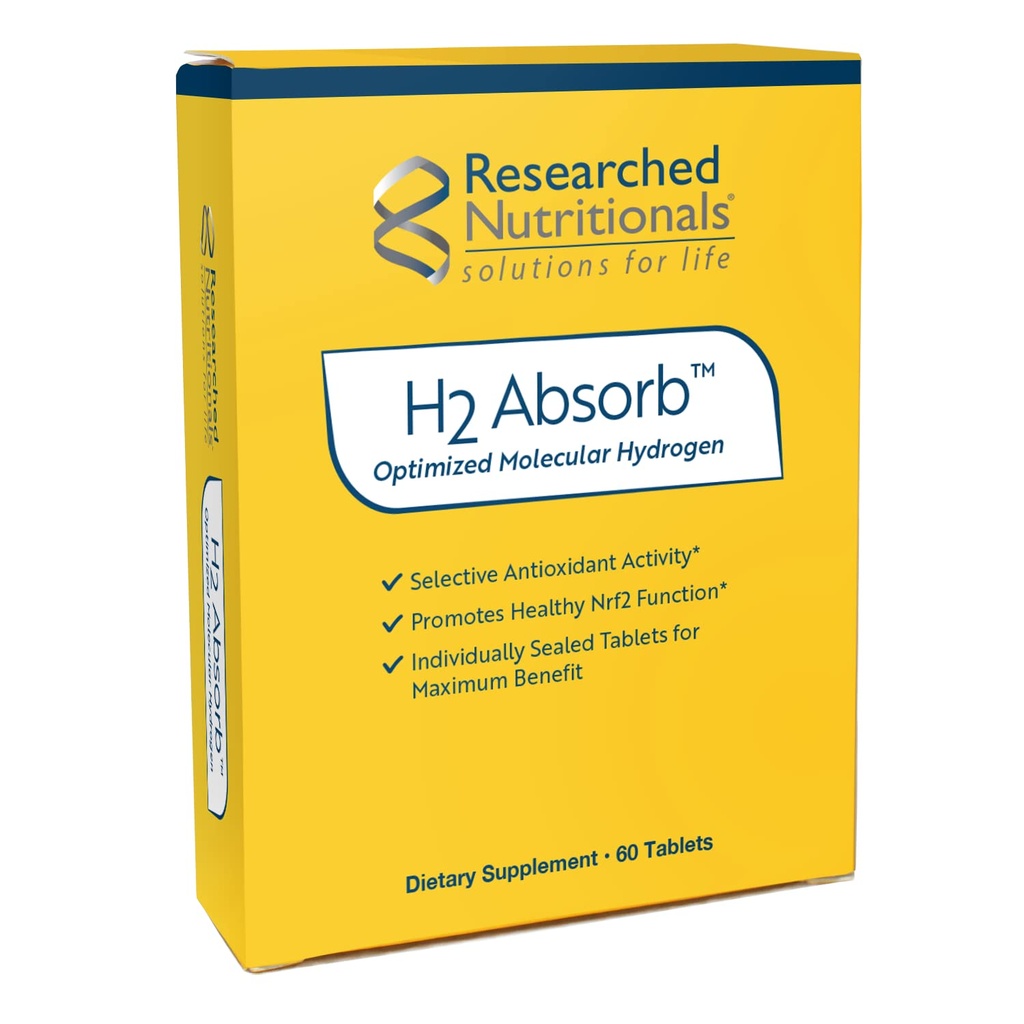 Recearched Nutritionals H2 Absorb Molekulární Hydrogenové tablety - Okamžitá hydrogenovaná voda & Antioxidant dodatek - Omlazující nápoj na podporu energie a zdravé stárnutí (60 Tablety)