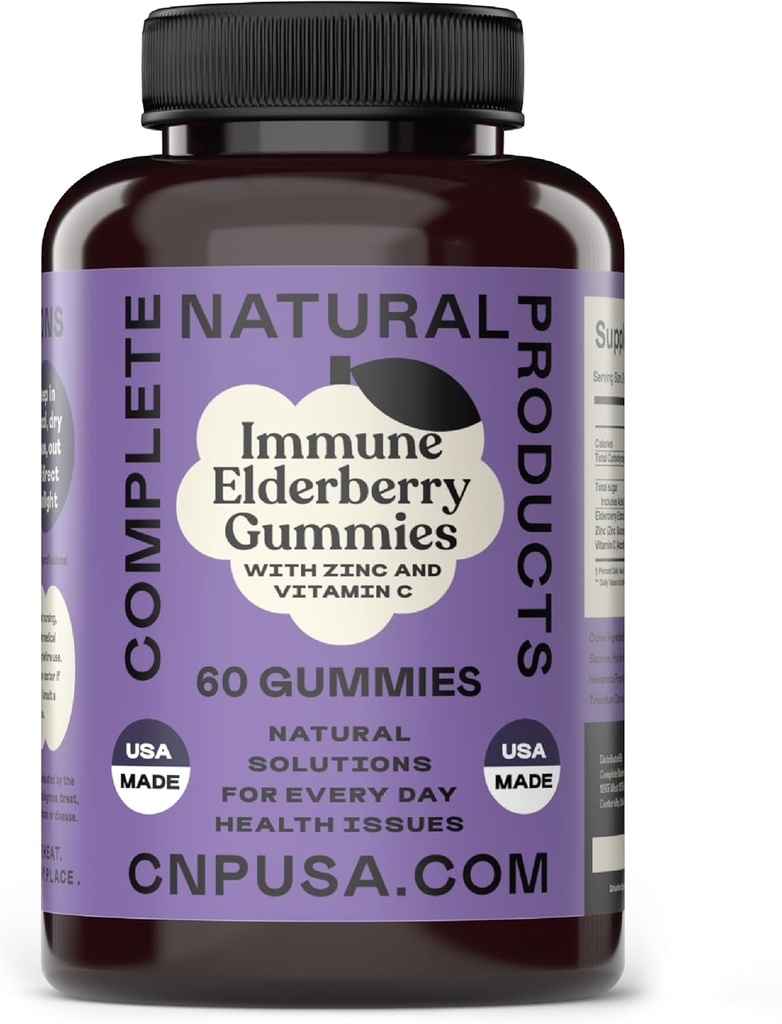 Elderberry Gummies - 60 Hrabě přírodní se zinkem, Vitamin C, & Elderberry (Sambucas)