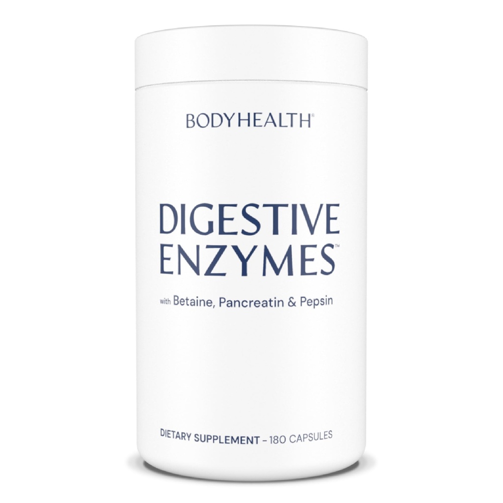 BodyHealth Digestive Enzymes Full Spectrum Digestive Support (180 caps), Betaine, Pepsin, Pankreatin BPP Naloženo s enzymy a probiotika, Relief pro Žaludek Bloating, Heartburn, plyn, zácpa