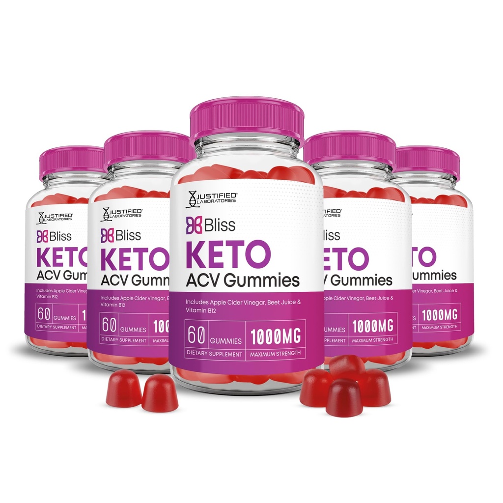 Odůvodněné laboratoře (5 Pack Bliss Keto ACV Gummies Advanced Formule 1000MG X 10 Bliss Boost Vyrobeno s Pomegranate Beet Juice Powder B12 Vegan Non GMO 300 Gummys