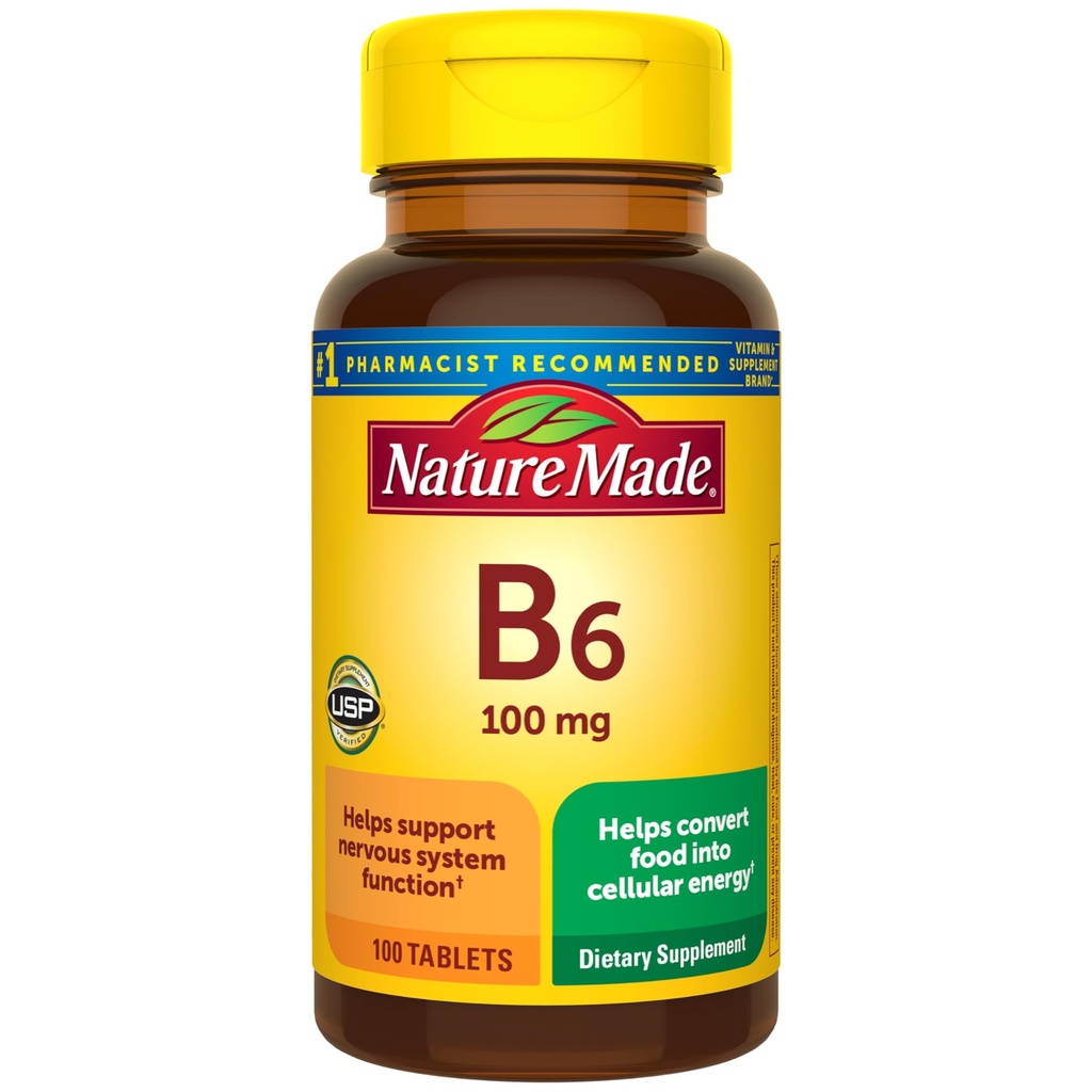 Nature Made Vitamin B6 100 mg tablety, 100 Počet pro Metabolické zdraví