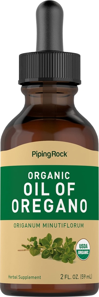 Piping Rock Oil of Oregano Organic Liquid Drops CLAS124; 2 fl oz CLAS124; s extra panenský olivový olej CLAS124; Bylinný extrakt dodatek CLAS124; Non- GMO, gluten zdarma