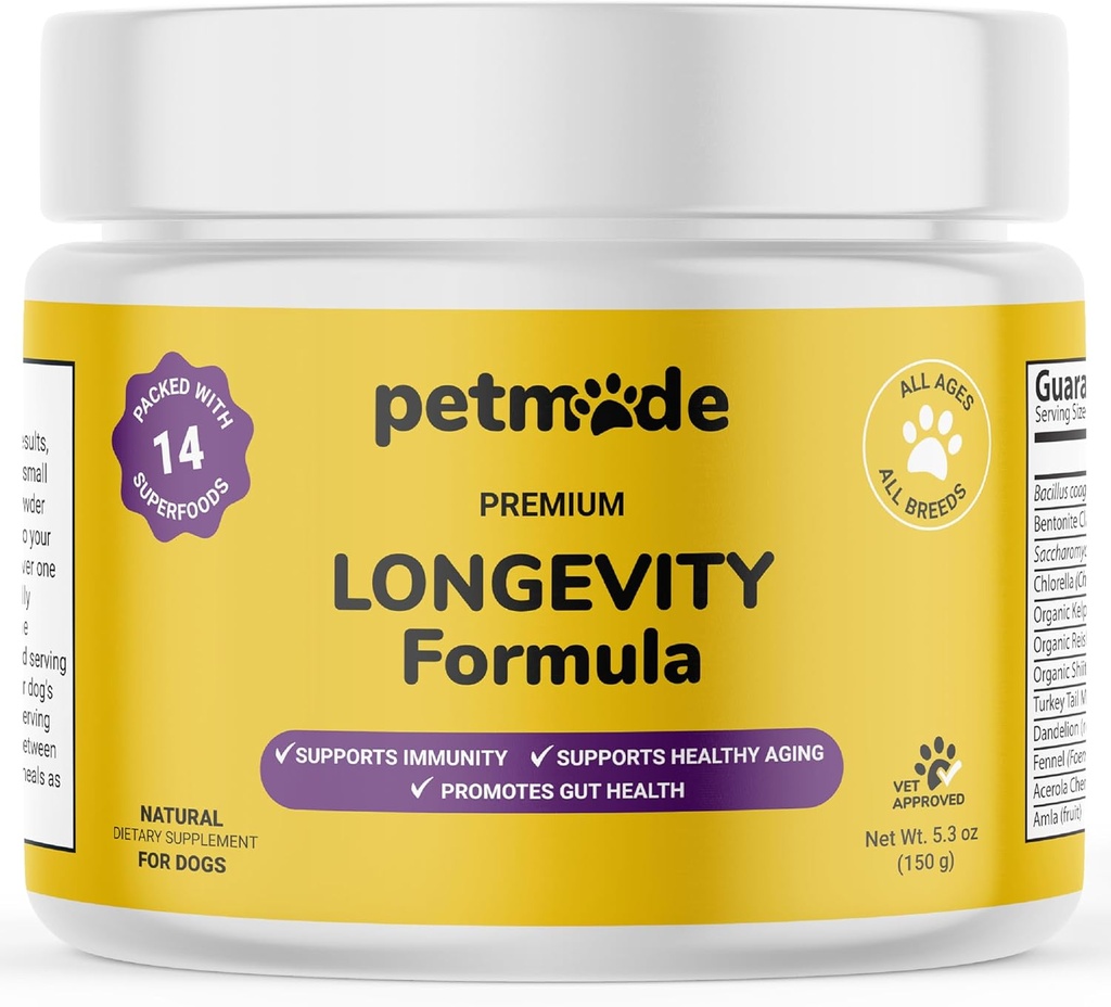 Turecko Tail Houba pro psy - Dog Vitamíny a doplňky - Prebiotika a Probiotika pro dlouhověkost, imunitní podpora a trávení - s Chlorella, Pampelion Root, Vitamin E & More - 5.3 Oz