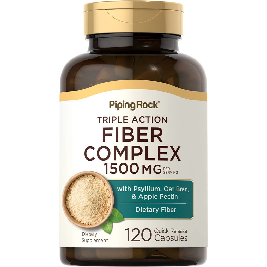 Piping Rock Fiber Complex Dodatek 124; 1500mg PHARMAD 124; 120 kapsle 124; Triple Action Pills PHARMAL 124; s Psyllium, Oat Bran, a Apple Pectin 124; Non- GMO, gluten zdarma